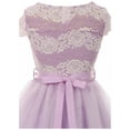 thumbnail image 4 of Little Girls Elegant Lace Rhinestones Glitter Wedding Party Flower Girl Dress Lavender 4 (2J1K33PS), 4 of 5