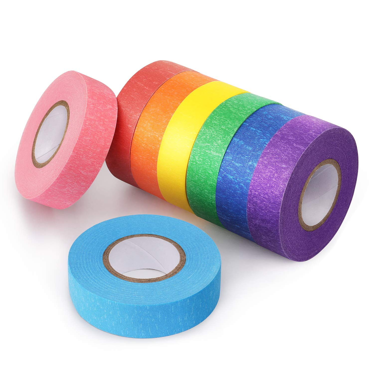 Colored Masking Tape Colorful Painter Tape Set 7 Different Color Rolls 13 Yards x Wide 0.24/0.5/1 inch for Kids Teachers Painters 21 Rolls Colored Painters Tape for Arts and Crafts with Scissors 
