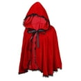 thumbnail image 2 of THDHVS shawl wraps for women,Poncho Shawl,Unisex Christmas Cape with Lace Trim Velvet Fabric and Attached Hood for All Ages Short Cloak Features Ruffle Detail for Holiday Celebrations, 2 of 7