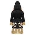 thumbnail image 4 of Haitryli Kids Boys Boxer Themed Outfit Boxing Training Outfit Satin Metallic Hooded Boxing Robes Cloak with Belt Black Gold 14, 4 of 6