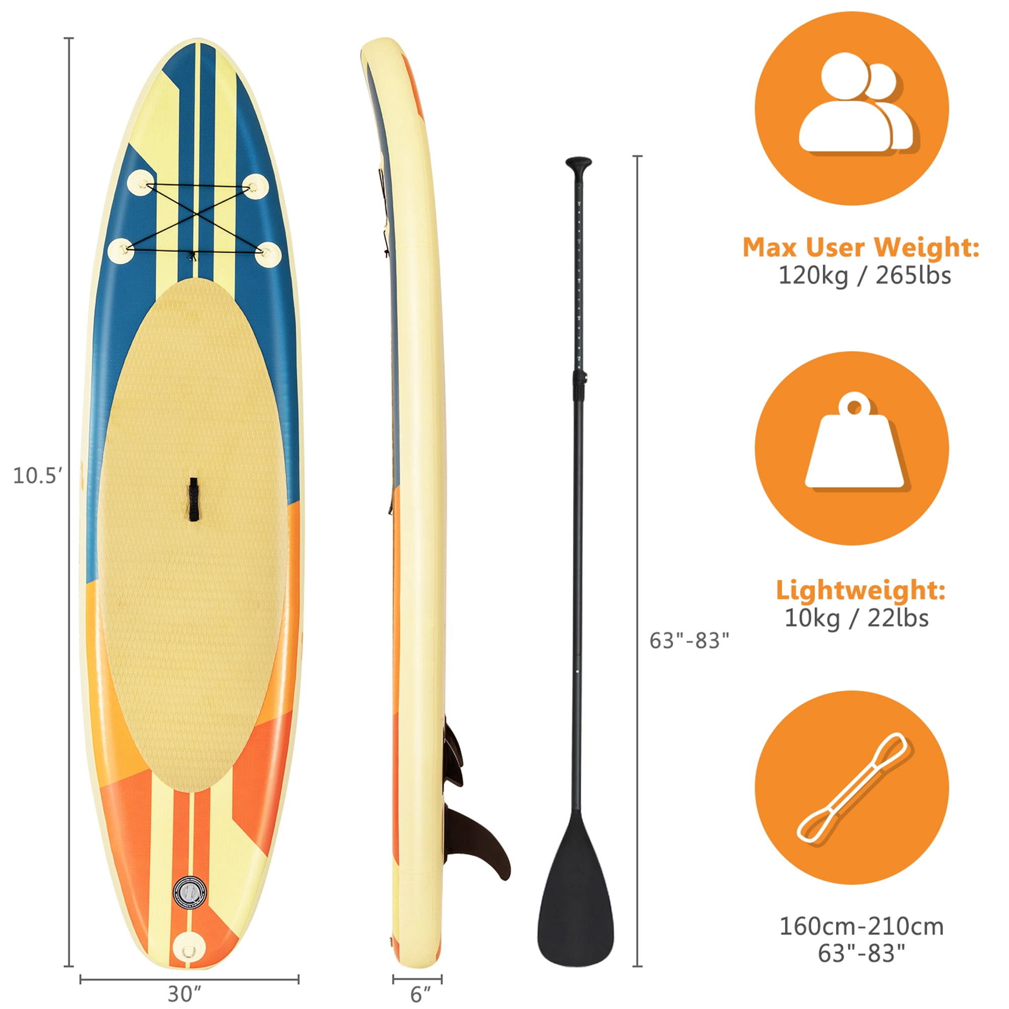 Gymax 10ft Inflatable Stand-Up Paddle Board Non-Slip Deck Surfboard w/ Hand Pump