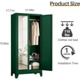 thumbnail image 2 of RIETERN Metal Armoire Wardrobe Closet, 71" Tall Bedroom Closet with Mirror, Adjustable Shelves, and Hanging Rod, Steel Clothes Closets and Storage, for Bedroom Green, 2 of 17