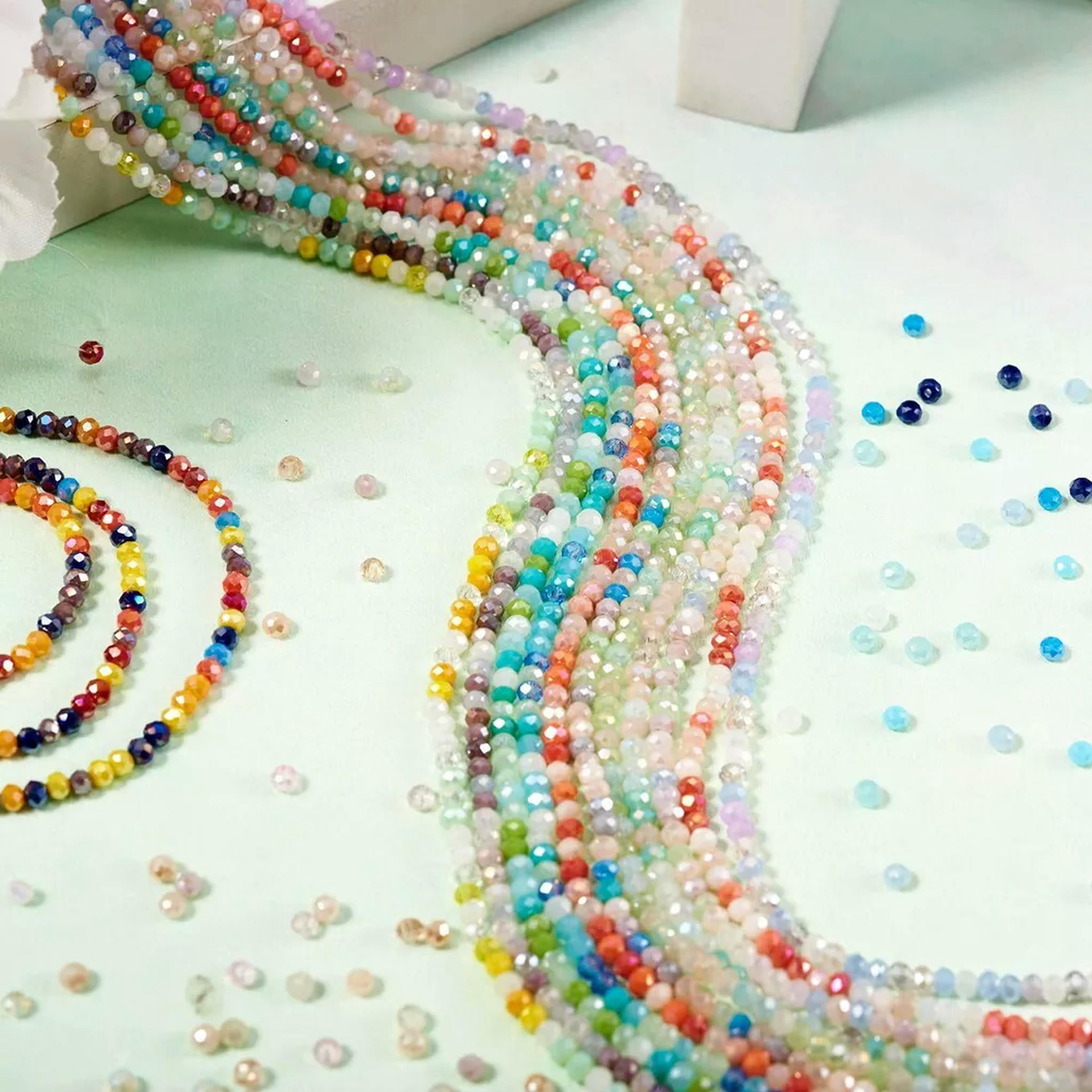 U8MO 14Strands/Box AB Color Plated Faceted Rondelle Electroplate Glass Beads 3x2.5mm