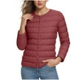 thumbnail image 2 of Itsame Puffer Coats for Womens Winter Jackets Pocket Solid Color Button Cotton for Women Waterproof Jacket Wine Size 5XL, 2 of 7