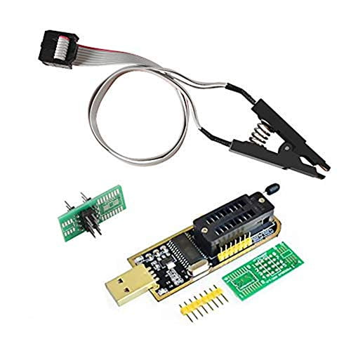 Organizer SOIC8 SOP8 Flash Chip IC Test Clips Socket Adpter Programmer BIOS + CH341A 24 25 Series EEPROM Flash BIOS USB Programmer Module (Single Clip + USB)