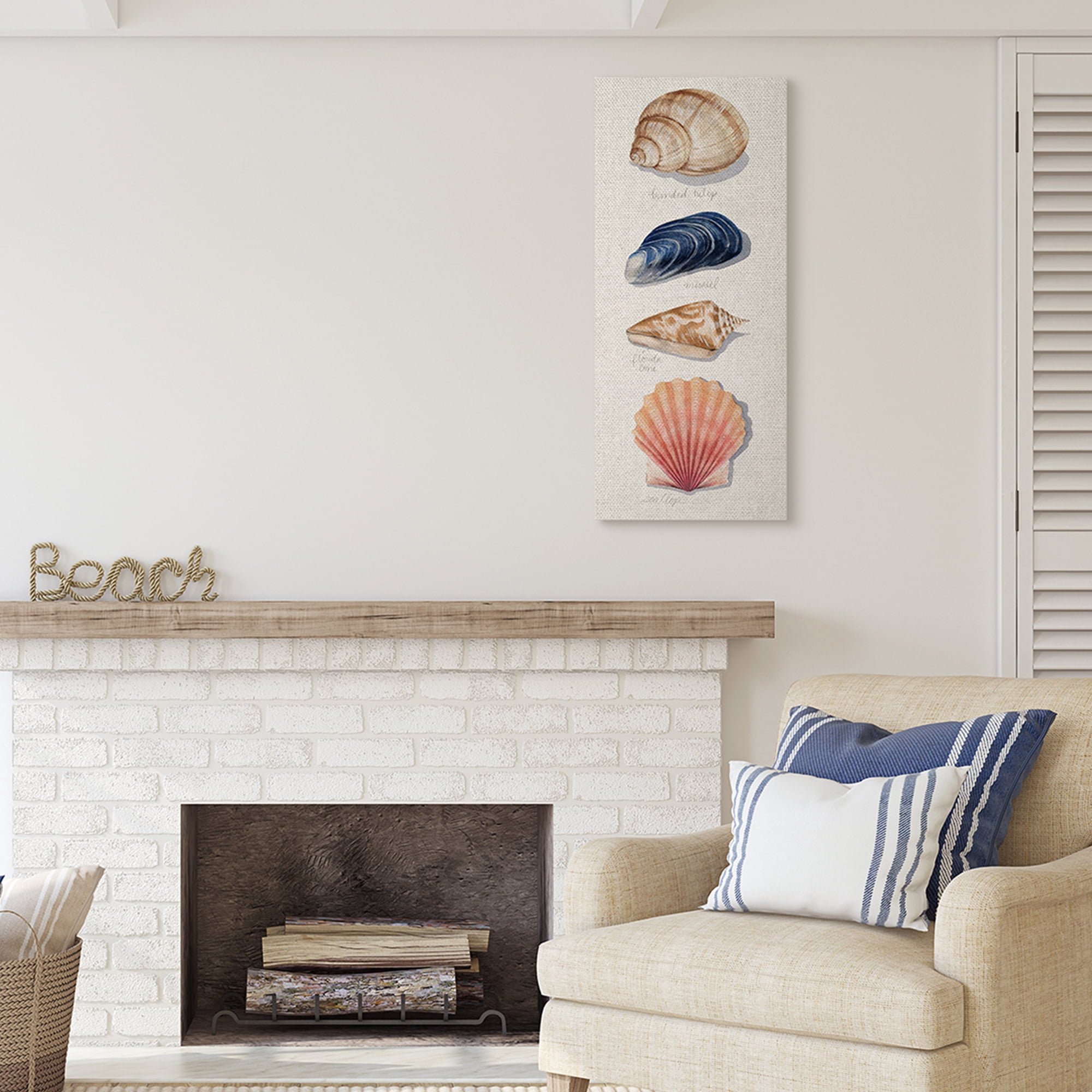 Stupell Industries Ocean Life Sea Shells Soft Beige Sand,17 x 40,Designed by Grace Popp