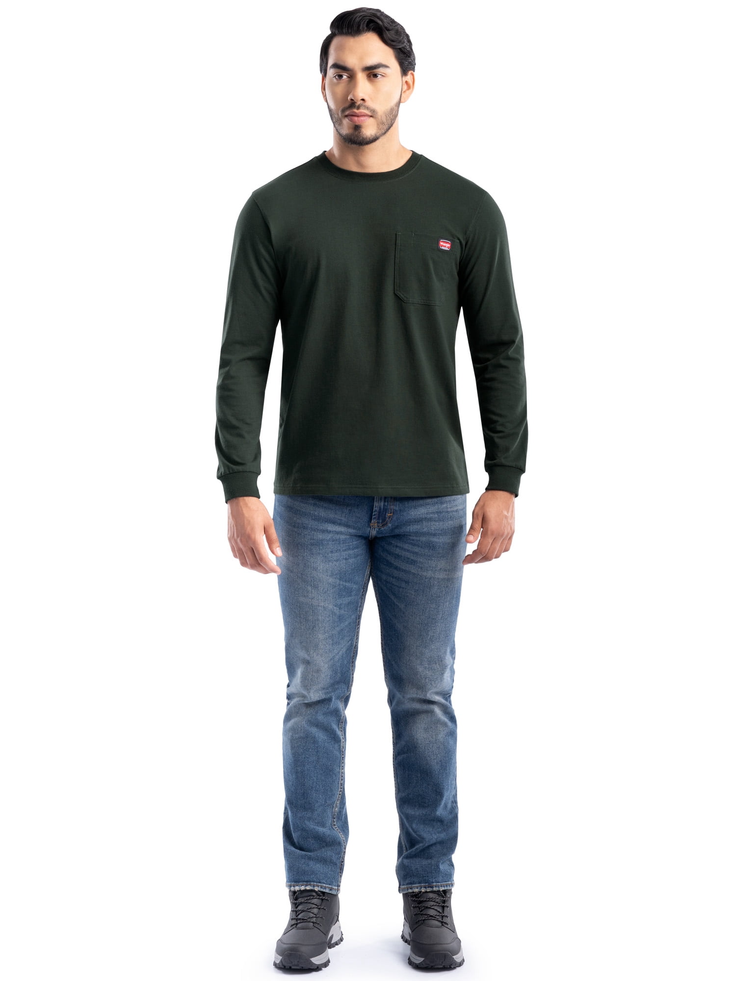 Wrangler Workwear Men's Long Sleeve Heavyweight Pocket T-Shirt, Size S-3XL (Men's and Big Men's)