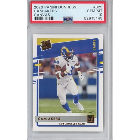 Graded 2020 Panini Donruss Cam Akers #325 Canvas Rated Rookie RC Football Card PSA 10 Gem Mint