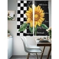 thumbnail image 4 of Sunflower Sheer Curtains 63 Inch Length 2 Panels Set Window Treatments, Yellow Flowers Black White Plaid Watercolor Rod Pocket Semi Curtains for Living Room/Bedroom/Kitchen Décor, 104"W x 63"L, 4 of 7