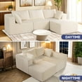 thumbnail image 6 of 4 Seats Boneless Modular Cloud Sectional Sofa, Extra-Wide Deep Seats Plush Corduroy Sleeper Couch for Cozy Modern Living Rooms, Small Spaces & Apartments (Beige, 136"-U Shape), 6 of 7