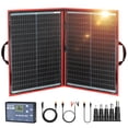 thumbnail image 1 of DOKIO Kit de panel solar plegable portátil de 110 W 18 V (21 x 28 pulgadas, 5,9 lb), controlador solar 2 salidas USB para cargar baterías de 12 V/estación de energía (AGM, Lifepo4) Rv Camping Trailer, 1 of 5