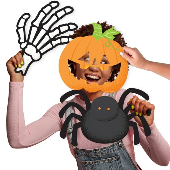 Big Dot of Happiness Jack-O'-Lantern Halloween - Pumpkin, Spider and Skeleton Decorations - Kids Halloween Party Large Photo Props - 3 Pc