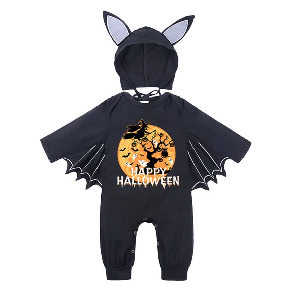 GCETTIC Infant Boys Girls Halloween Romper Jumpsuit Cotton Baby Clothes Solid Color Baby Crawling Suit Long Jumpsuit Newborn Pajamas Orange 6-12 Months