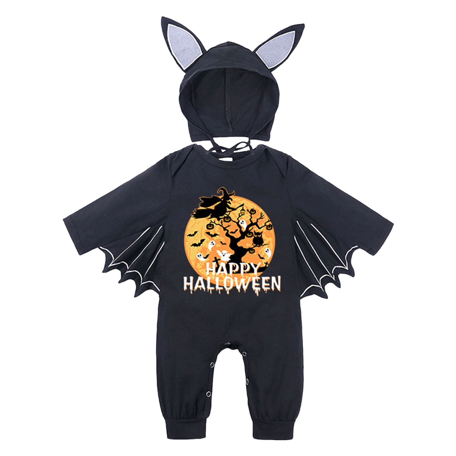 GCETTIC Infant Boys Girls Halloween Romper Jumpsuit Cotton Baby Clothes Solid Color Baby Crawling Suit Long Jumpsuit Newborn Pajamas Orange 6-12 Months