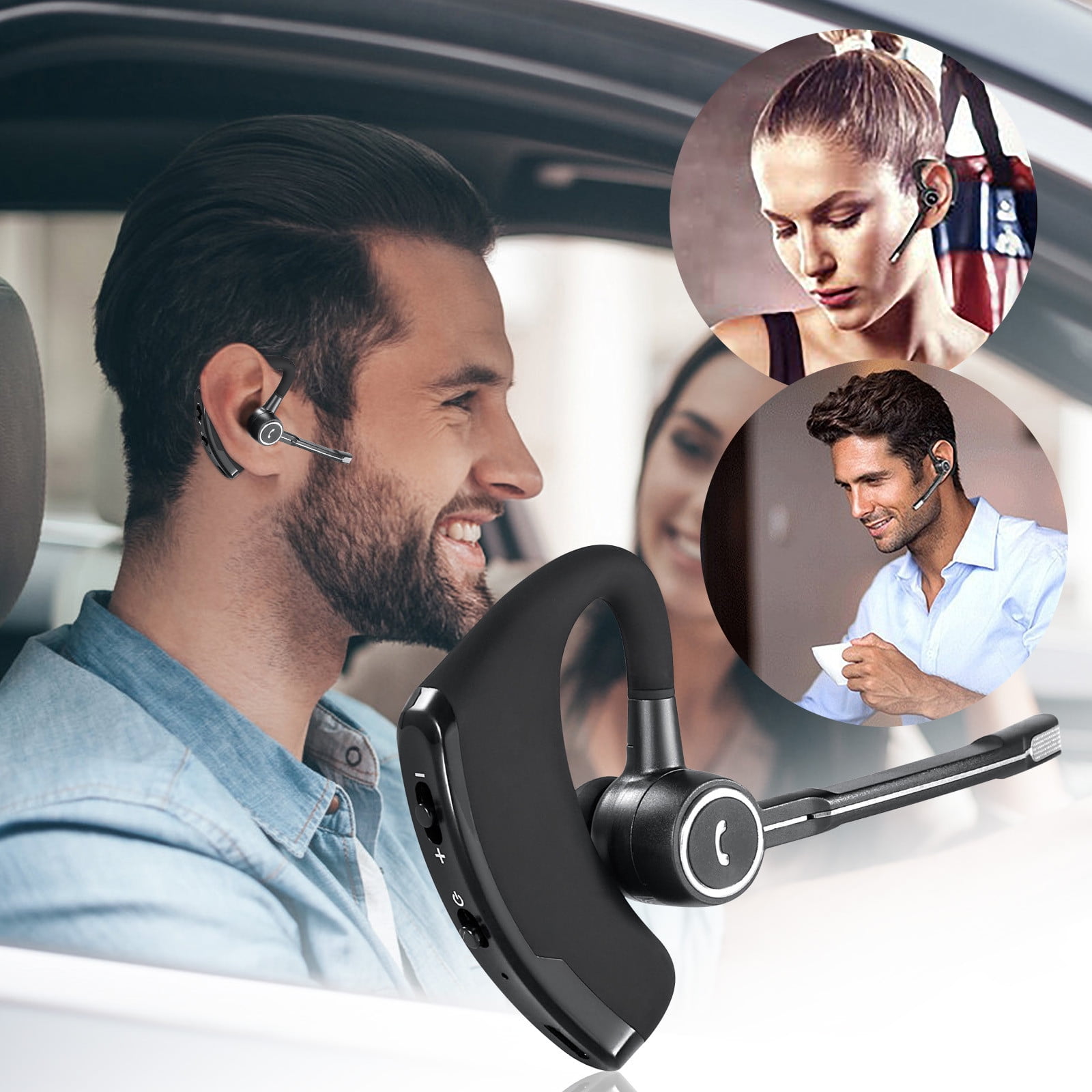Uitmaken Buitenshuis Egoïsme V8S Bluetooth Headset CSR Voice Control Business Model Rotates 180 Degrees  Left And Right Driving Sports In-ear Bass Headphones - Walmart.com