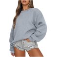 thumbnail image 2 of Cute Sweatshirts For Womens Long Sleeve Oversized Crewneck Fleece Hoodies Fall Fashion 2026 Teen Girls Cute Winter Clothes Sweater Loose Fit Pullover Y2K Gray S, 2 of 5