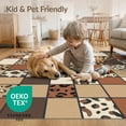 thumbnail image 4 of ODIKA 8'x10' Washable Area Rug Non-Slip Chair-Friendly Mat Mosaic Tonal Patchwork Blocks Brindle Bold Cow Print Spotted Playful Expressive for Dining Room, Large Office, Lounge, 4 of 7