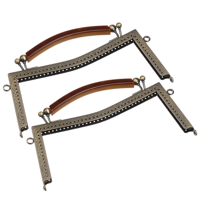 Metal Monedero Marcos 2uds Beso Cerradura Cierre Marco Relieve Embrague Marco con Goma Mango para Monedero Mano Bolso Fabricación Bricolaje Artesanía, Bronce