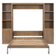 Harper & Bright Designs Queen Size Murphy Bed with Cabinets, Wooden Queen Cabinet Bed Wall Bed with Storage Shelves, Folding Wall Chest Bed for Bedroom Guest Room, Wood