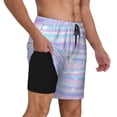 thumbnail image 2 of Kdxio Striped Gradient Print Men'S Swim Trunks With Compression Liner 7 Inch Inseam Quick Dry Swim Shorts, 2 of 7