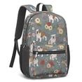 thumbnail image 2 of Bulldog and Floral Blue Pattern 17" School Backpacks for Teens,Waterproof Oxford Fabric,S-Shape Padded Straps for School,Travel,Hiking,Camping, 2 of 6