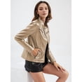 thumbnail image 6 of Women Faux Leather Jackets Motorcycle PU Moto Biker Outwear Coat Color M, 6 of 8