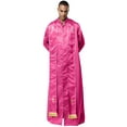 thumbnail image 2 of iiniim Men's Priest Robe with Gold Trim and Cross Front Zip Stand Collar Long Sleeve for Church Worship Pink M, 2 of 7