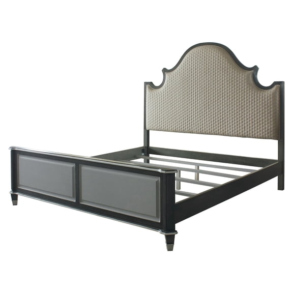 ACME Beatrice Cal King Bed in Beige, Charcoal and Pearl White