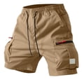 thumbnail image 6 of XIAONU Men's Cargo Athletic Shorts Drawstring Waist Zipper Pockets Daily Shorts, 6 of 7