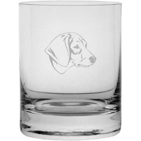 

Schillerstovare Schiller Hound Dog Themed Etched 11oz Crystal Rocks Whisky Glass