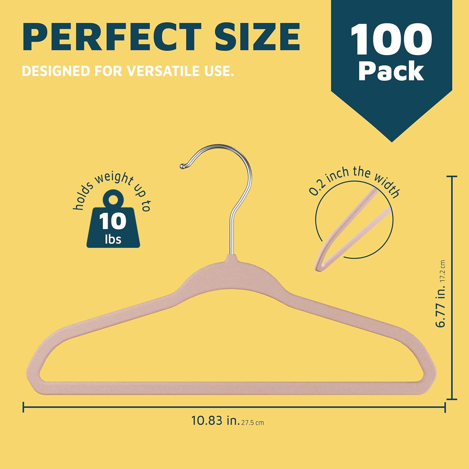 Lifemaster Velvet Kids Hangers, 100-Pack Non-Slip Baby & Toddler Clothes Hangers, Slim Space-Saving with Swivel Hook, Pink