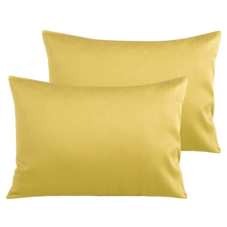 Ntbay 2 Pack Egyptian Cotton Toddler Pillowcases Soft and Breathable Travel Pillow Covers with Envelope Closure 13 x 18 Yellow