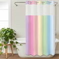 thumbnail image 3 of Rainbow Stripes No Hook Shower Curtain Waterproof,Bathroom Curtains with Snap in Liners and See Through Top Window,Modern Colorful Cream Striped Aesthetics Hotel Bathtub Curtains Shower 54"Wx78"L, 3 of 8