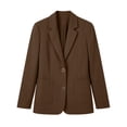 thumbnail image 6 of Women's Solid Lapel Blazer Jacket, Long Sleeve Button Front Suit Coat with Pockets, Casual Business Outerwear Brown XL(XL), 6 of 6