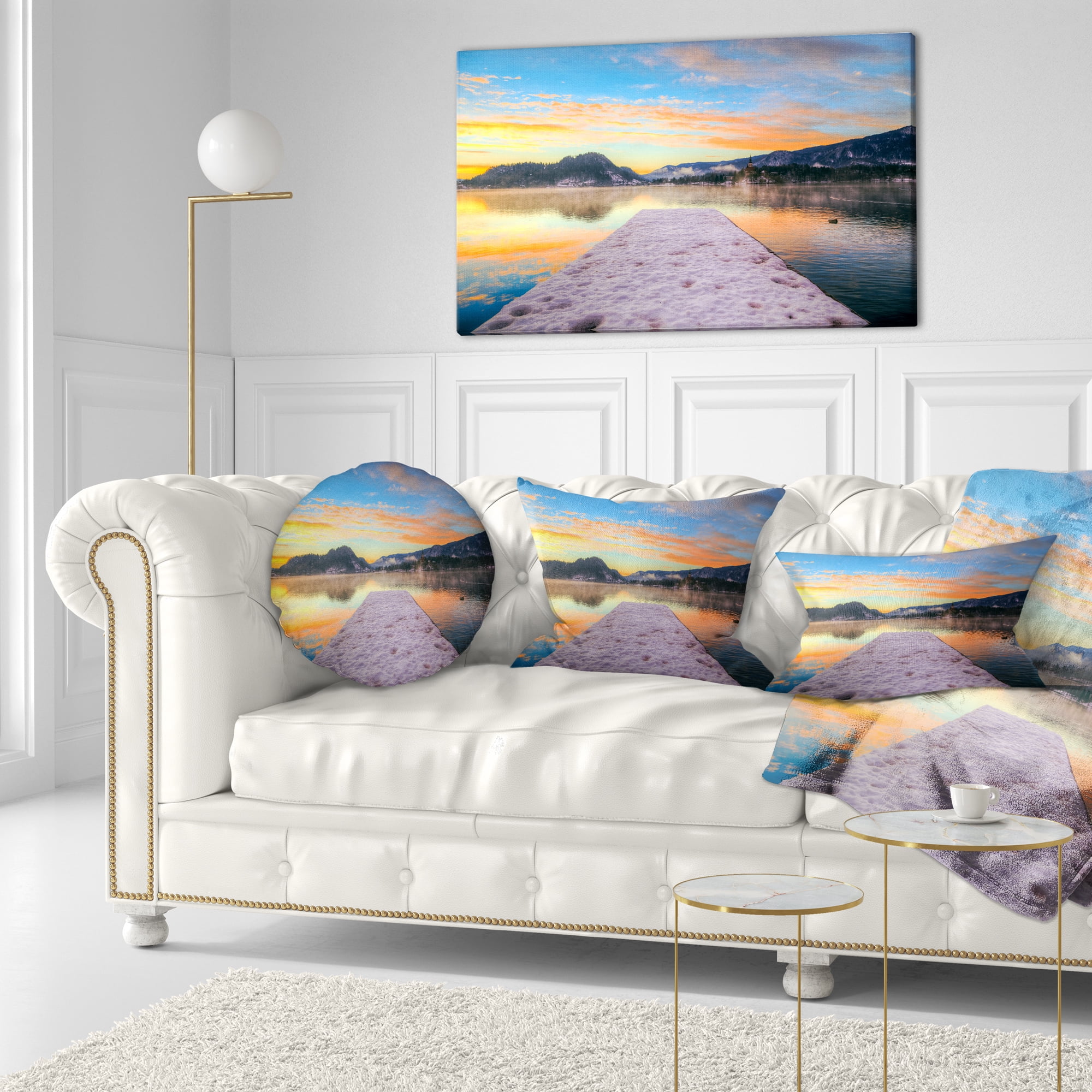 Designart Bled With Lake in Winter Slovenia - Bridge Throw Pillow - 12x20