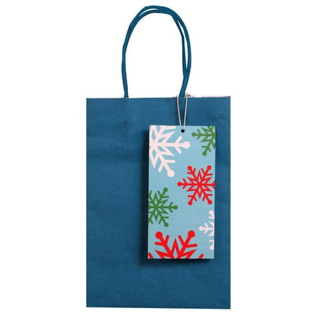 Holiday Time Christmas Small Gift Bag, Blue Snowflakes