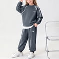 thumbnail image 3 of Eltusu Girls Winter Outfit Sets, Thermal Long Sleeve Elastic Waist Solid Color Sweatshirts and Sweatpants Sets Dark Gray Size 15-16 T, 3 of 8