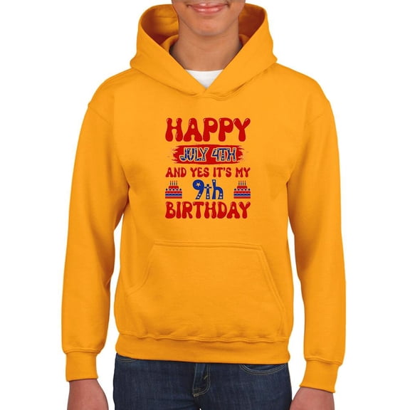 Happy July 4Th, 8Th Birthday Hoodie Juniors -Image by Shutterstock, Large
