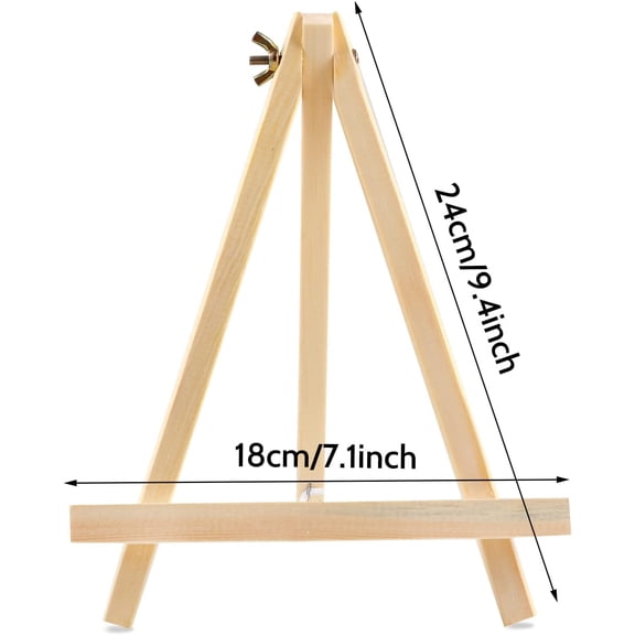 12-Pack 9" Wooden Tripod Easel - Tabletop Stand for Kids, Adults & Students' Canvas Painting