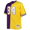 thumbnail image 2 of Men's Mitchell & Ness Randy Moss Purple/Gold Minnesota Vikings Big & Tall Split Legacy Retired Player Replica Jersey, 2 of 3