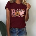 thumbnail image 6 of HCURIBAD Shirts for Women, Women's Round Neck Long Sleeve Top Halloween Printed Casual Loose T Shirt, Womens Graphic Tees, Halloween Shirts for Women 1PC Top Wine XL, 6 of 6