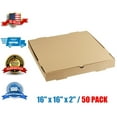 thumbnail image 1 of Pizza Box 16" x 16" x 2" - 50/Case Kraft Corrugated Plain / Bakery FREE SHIPPING, 1 of 2