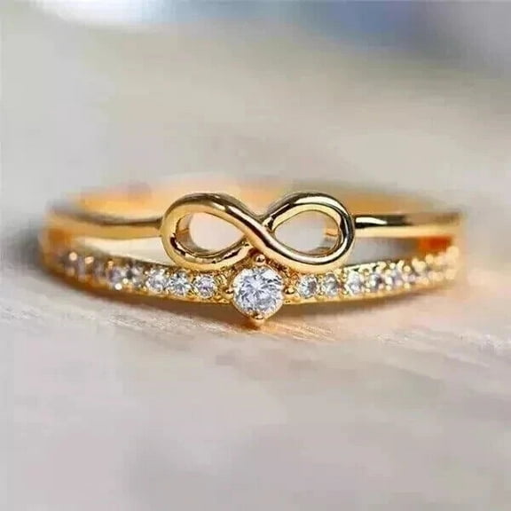 1.20Ct Round Cut Lab Created Diamond Women Infinity Engagement Ring 4K Yellow Gold Plated