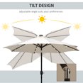 thumbnail image 4 of Outsunny 9ft Solar Patio Umbrella with LED Lights Tilt Canopy, Cream White, 4 of 10