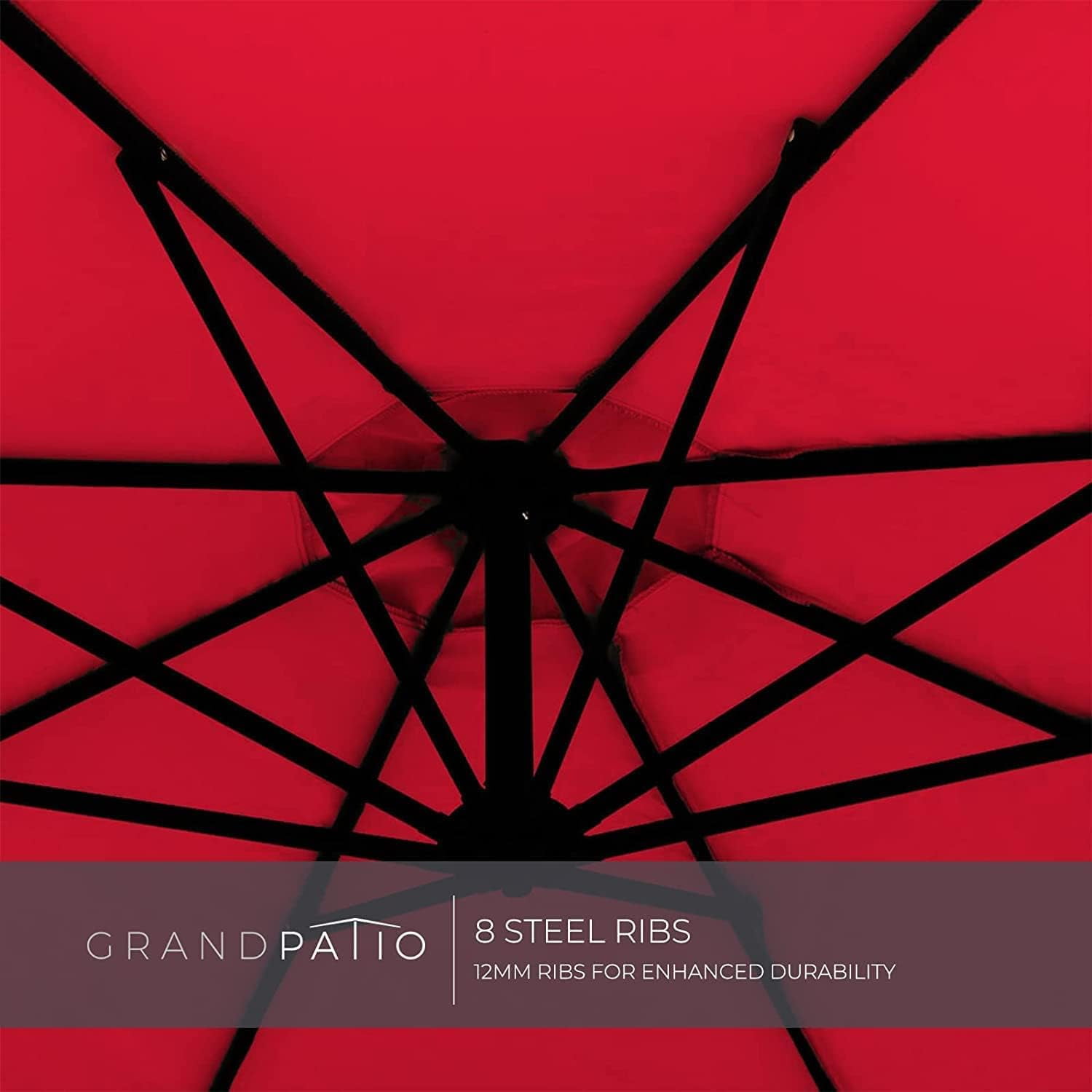 Grand Patio 11 ft Deluxe Outdoor Offset Umbrella with 360° Rotation, Cantilever Large Umbrella for Patio Pool Garden, Red