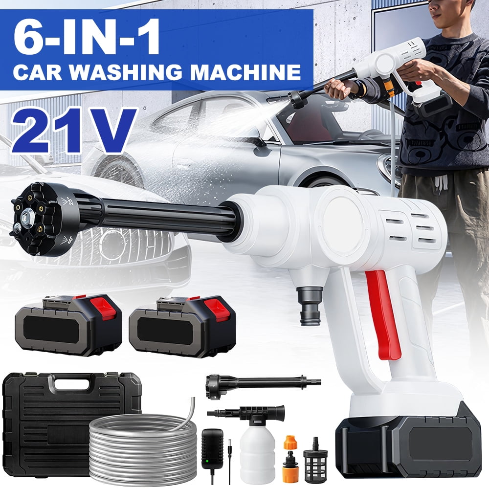 VTIN Cordless 990PSI High Pressure Washer - 2×21V 6.0Ah Batteries, 6-in-1 Nozzle, Foam Pot & Long Hose, 775 Motor for Car, Home Cleaning & Garden Watering