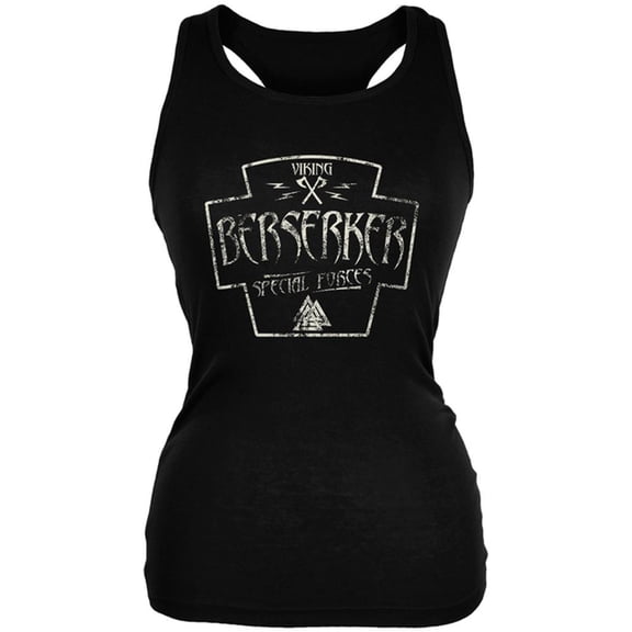 Berserker Viking Special Forces Retro Vintage Juniors Soft Tank Top Black SM