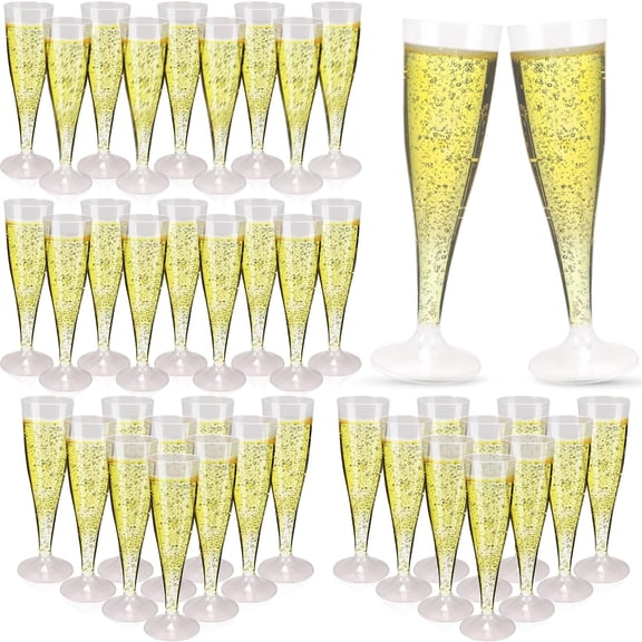 100 Pack Plastic Champagne Flutes Disposable,4.5 oz Plastic Champagne Glasses,Clear Disposable Champagne Flute,Clear Toasting Glasses for Parties, Weddings