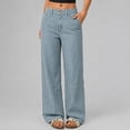 thumbnail image 2 of Women's Vintage Y2k Striped Denim Pants Wide Leg High Waist Stretchy Long Jean Palazzo Trousers with Pocket, 2 of 4