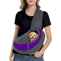 Microseven Pet Puppy Dog Cat Carrier Sling Hands-Free Travel Shoulder Travel Bag Backpack, Size Small, Purple